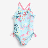 Blue Unicorn Bathers - Girls Fancy One-piece Swimsuit 1-5Yrs
